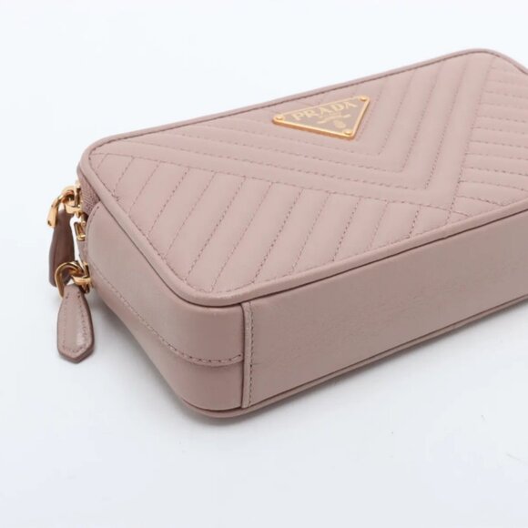 Prada Nappa Impuntu Leather Chain Wallet Pink Beige - Picture 4 of 13